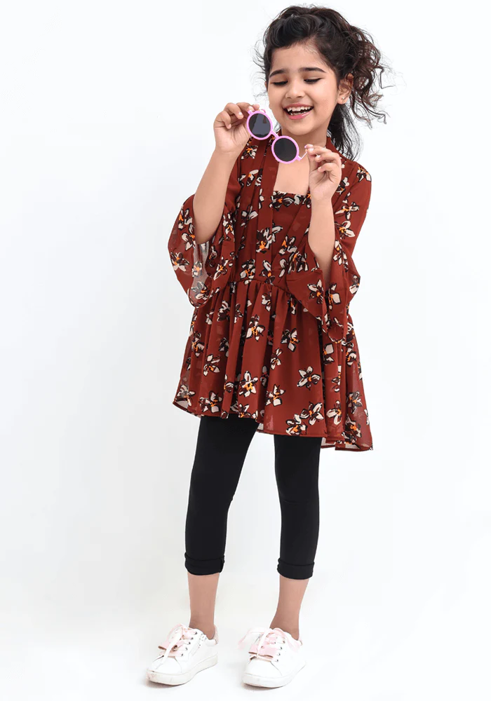 Ochre Clothing Chiffon Printed Top