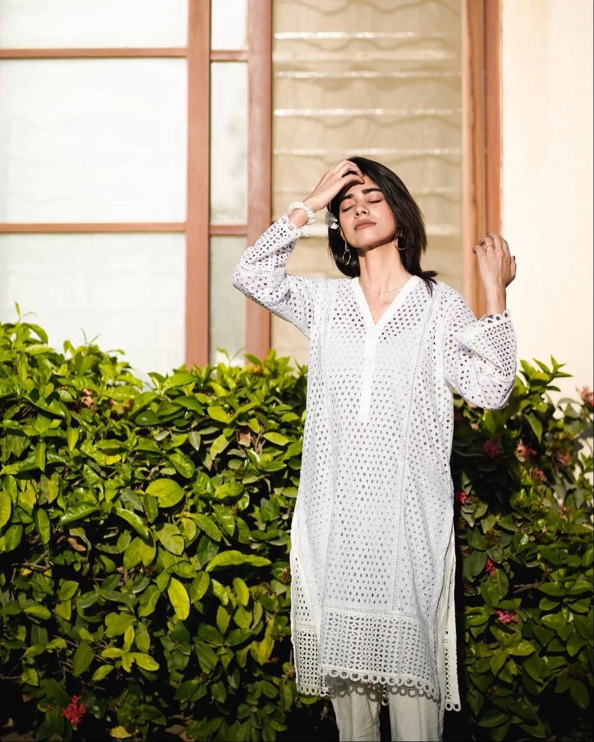 Zauk Stitched 1 Piece Collection-Chikan Kaari White Shirt - Image 5