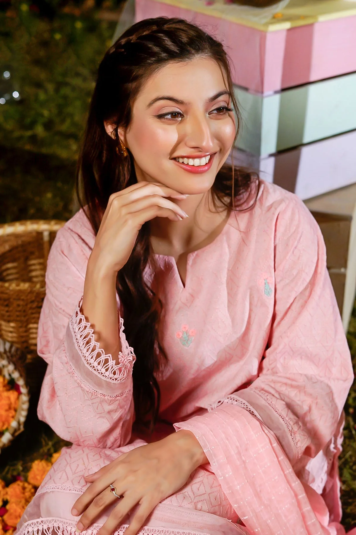 Ochre Clothing Chikankari Embroidered 3 Pc Suit-SCF-04 - Image 2