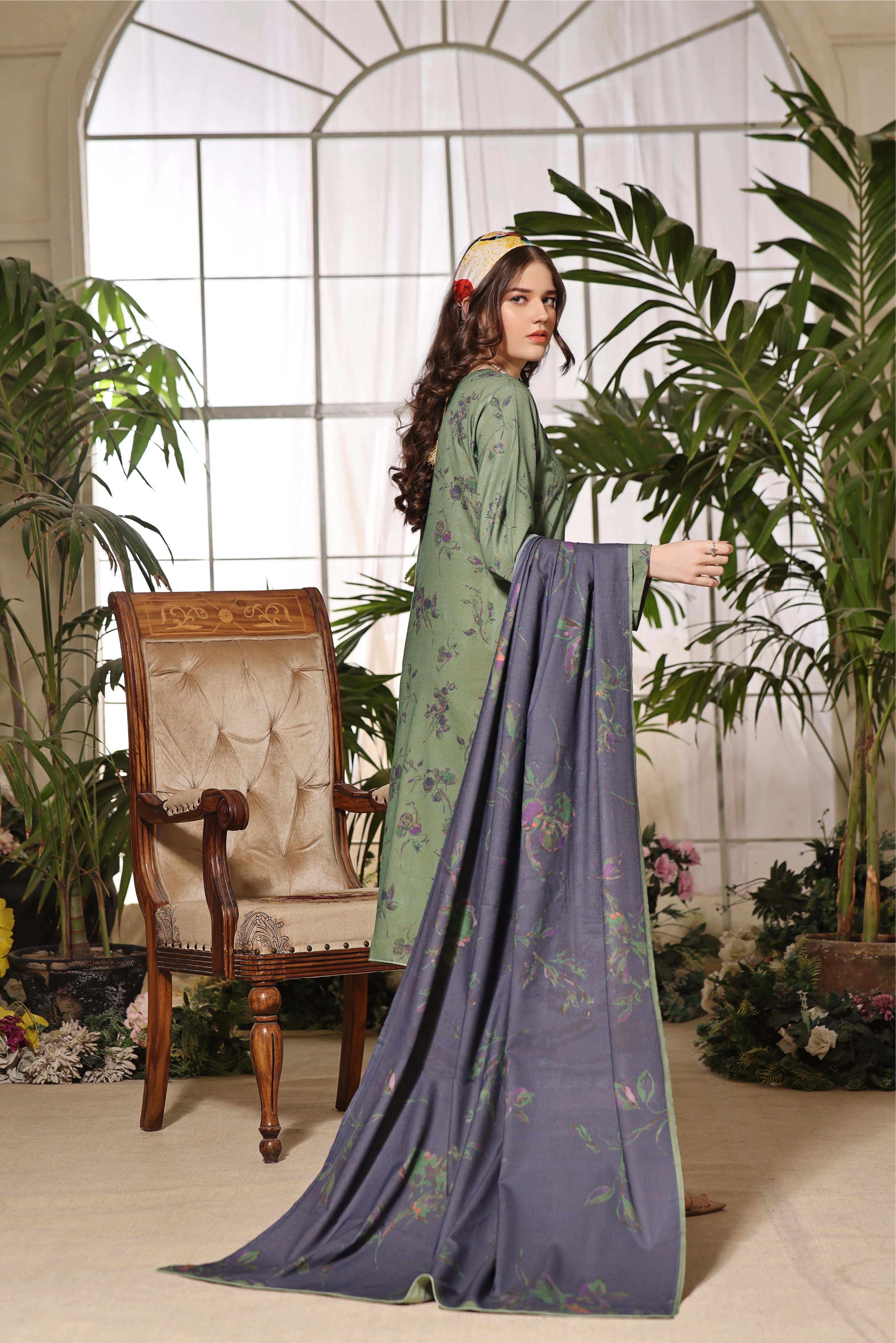 Feathers Unstitched 3 Piece Winter Collection-CINDERELLA-FT326 - Image 2