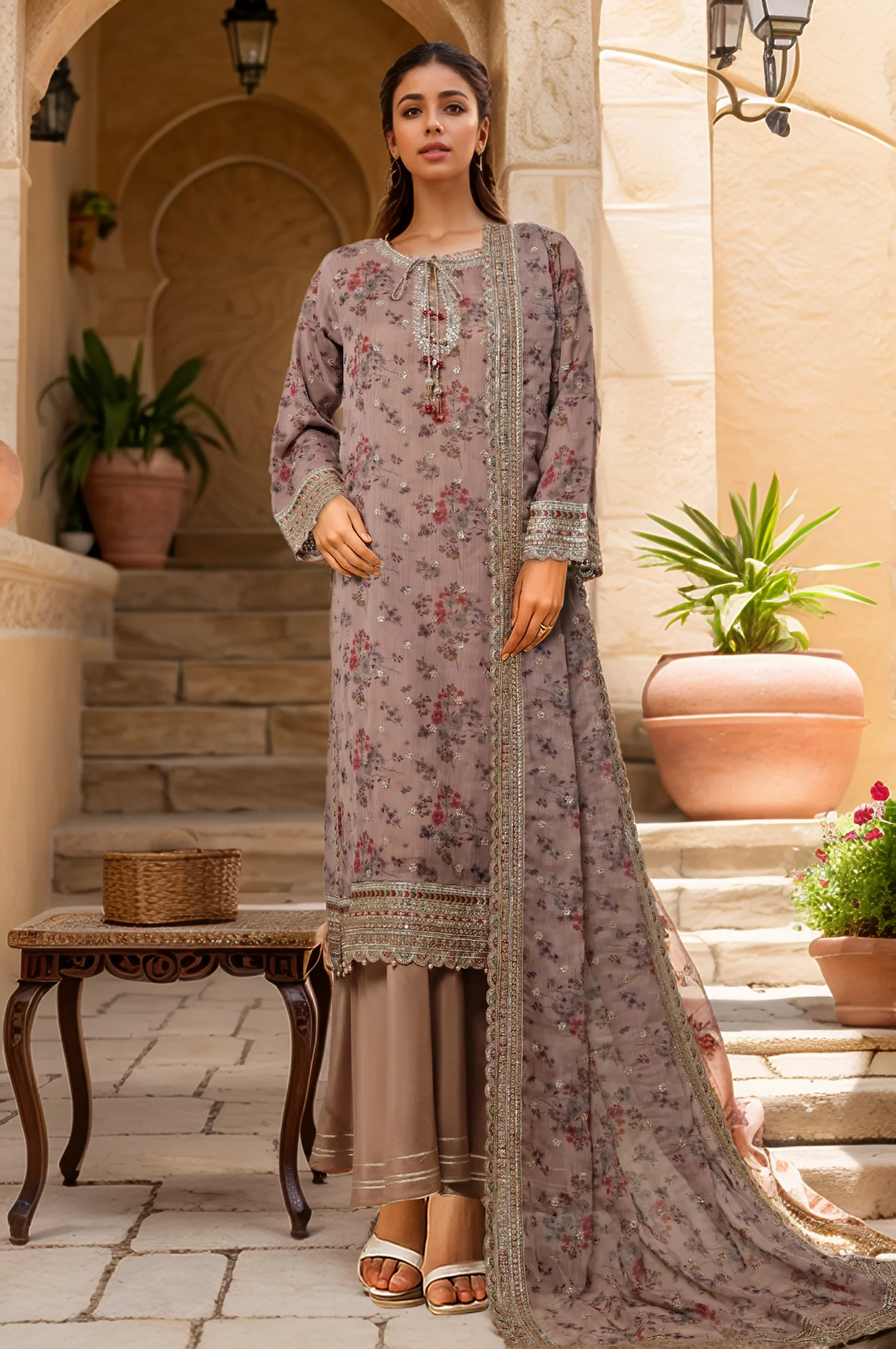 Cira Luxe By Sada Bahar Stitched 3 Piece Chiffon Formals Suit-CIRA-Skin