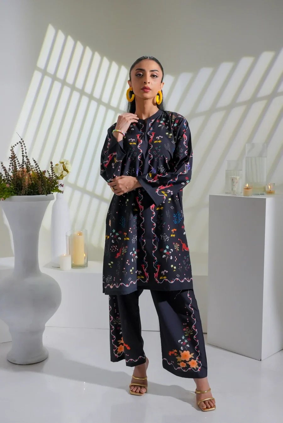 Dhaga Stitched 2 Piece Crepe Suit-Cleo - Image 2