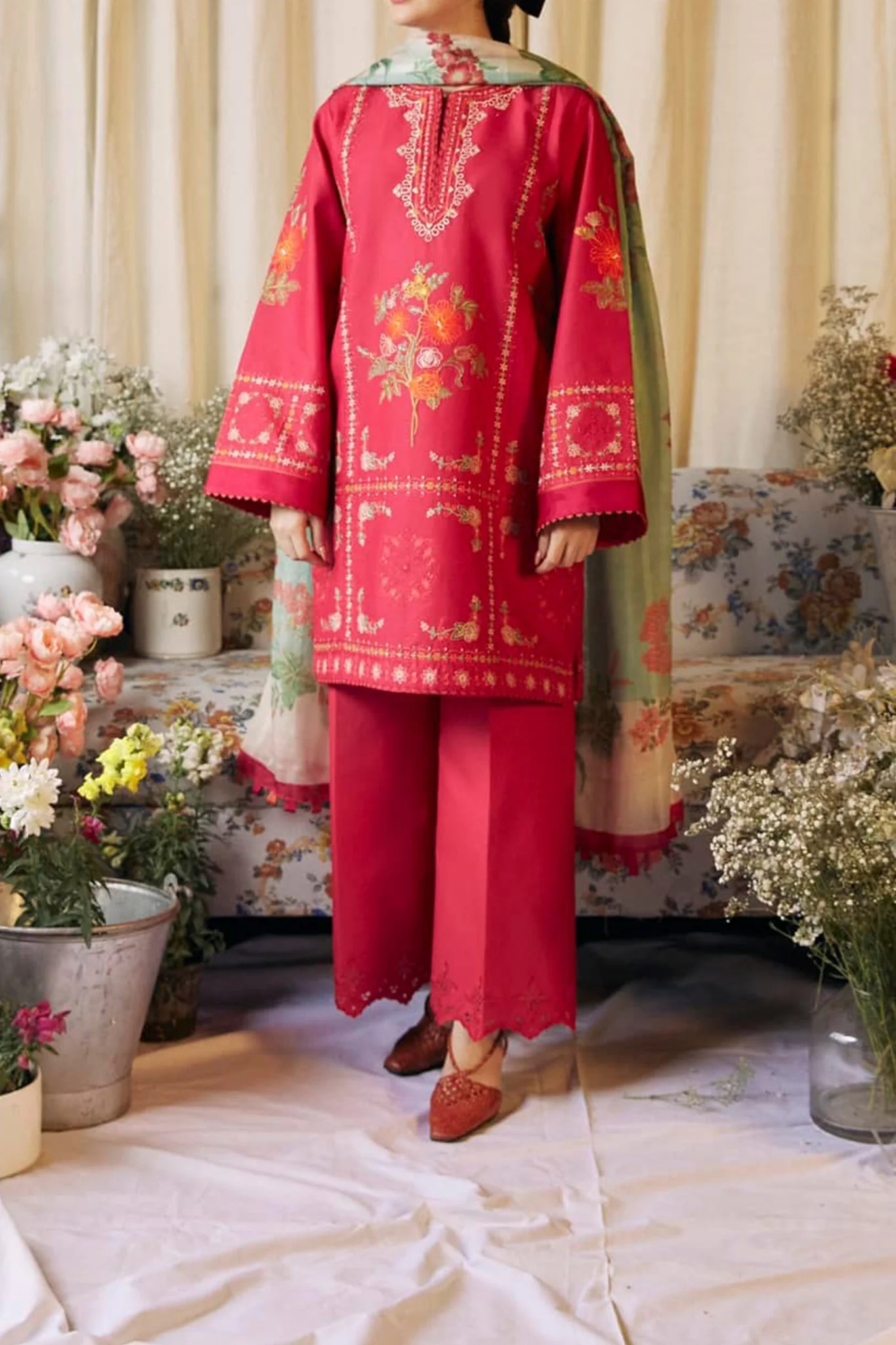 Coco By Zara Shah Jahan Unstitched 3 Piece Emb Lawn Vol-02 Suit-D-01-A-Dahlia