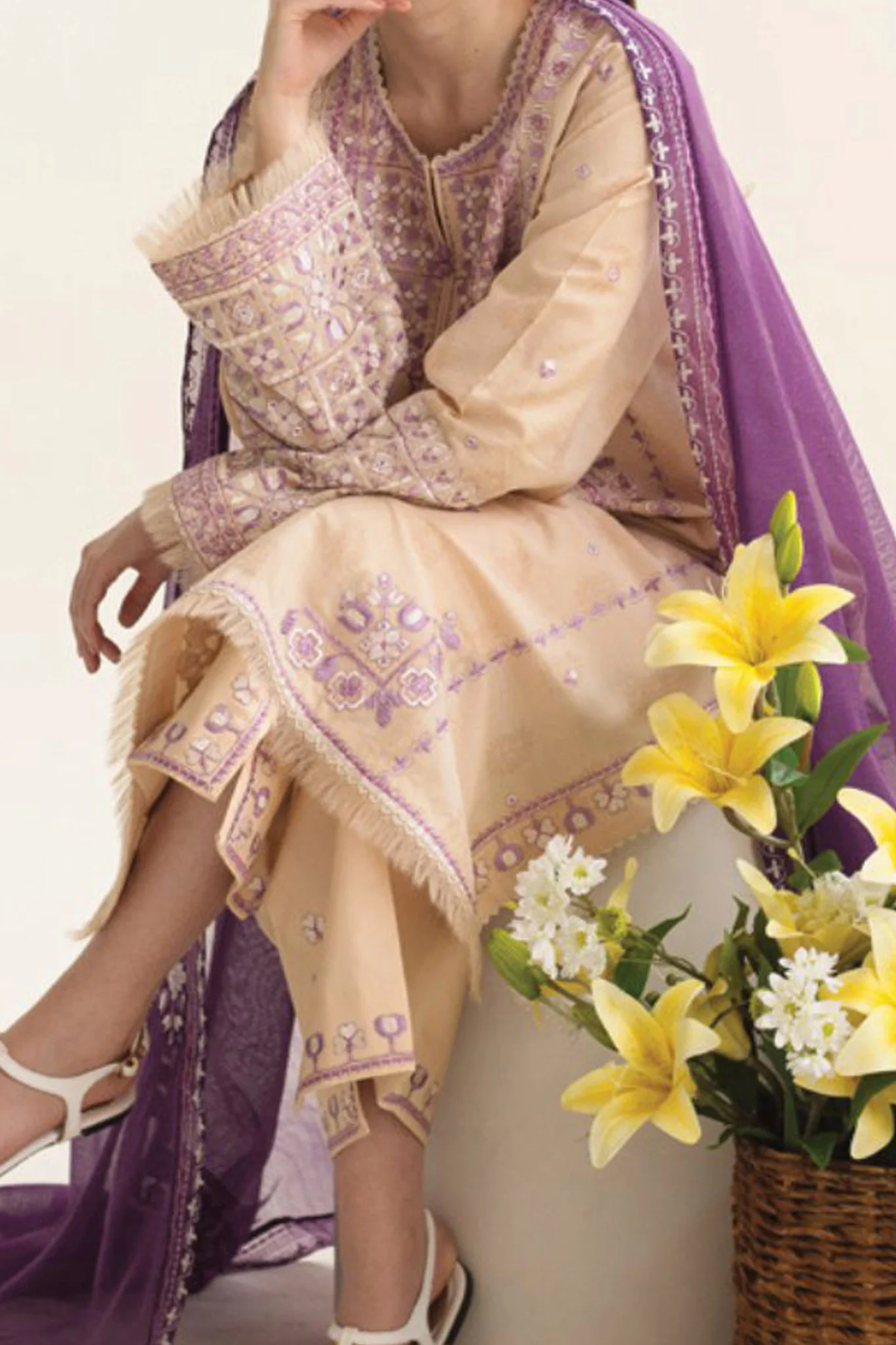 Coco By Zara Shah Jahan Unstitched 3 Piece Emb Lawn Vol-02 Suit-D-05-B-Dinara - Image 2