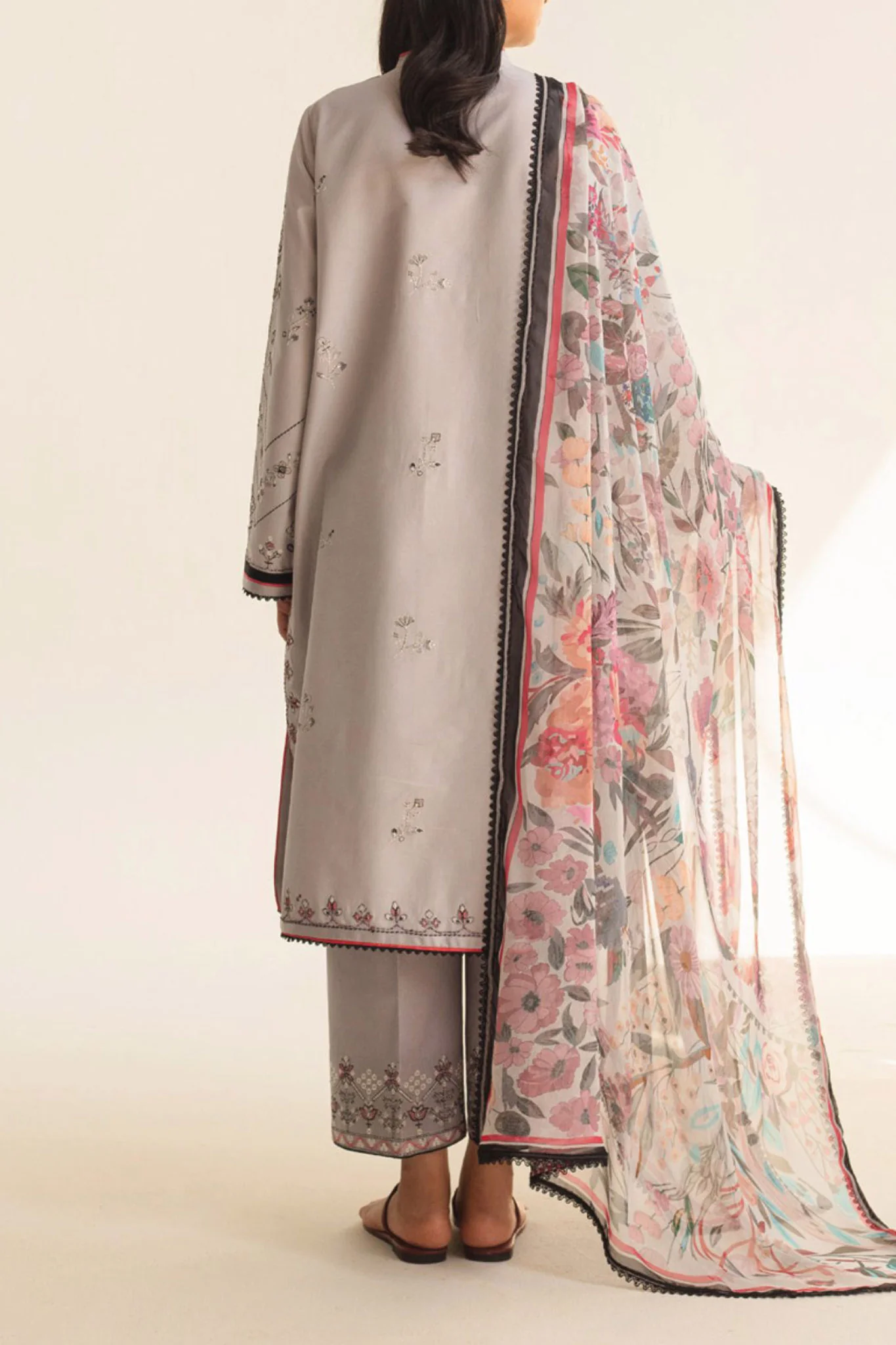 Coco By Zara Shah Jahan Unstitched 3 Piece Emb Lawn Vol-02 Suit-D-09-B-Zaira - Image 3