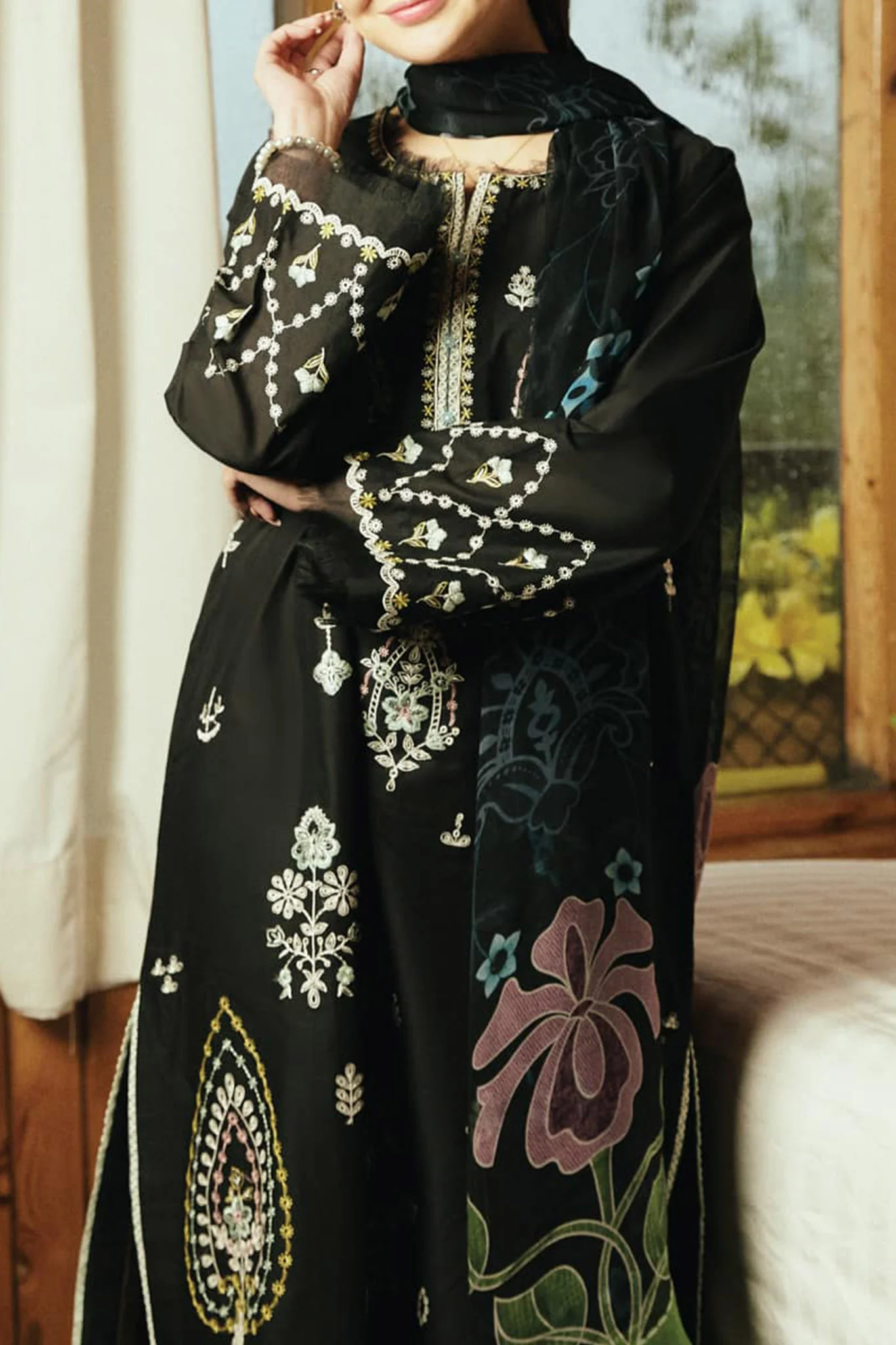 Coco By Zara Shah Jahan Unstitched 3 Piece Emb Lawn Vol-02 Suit-D-10-A-Lovent - Image 2