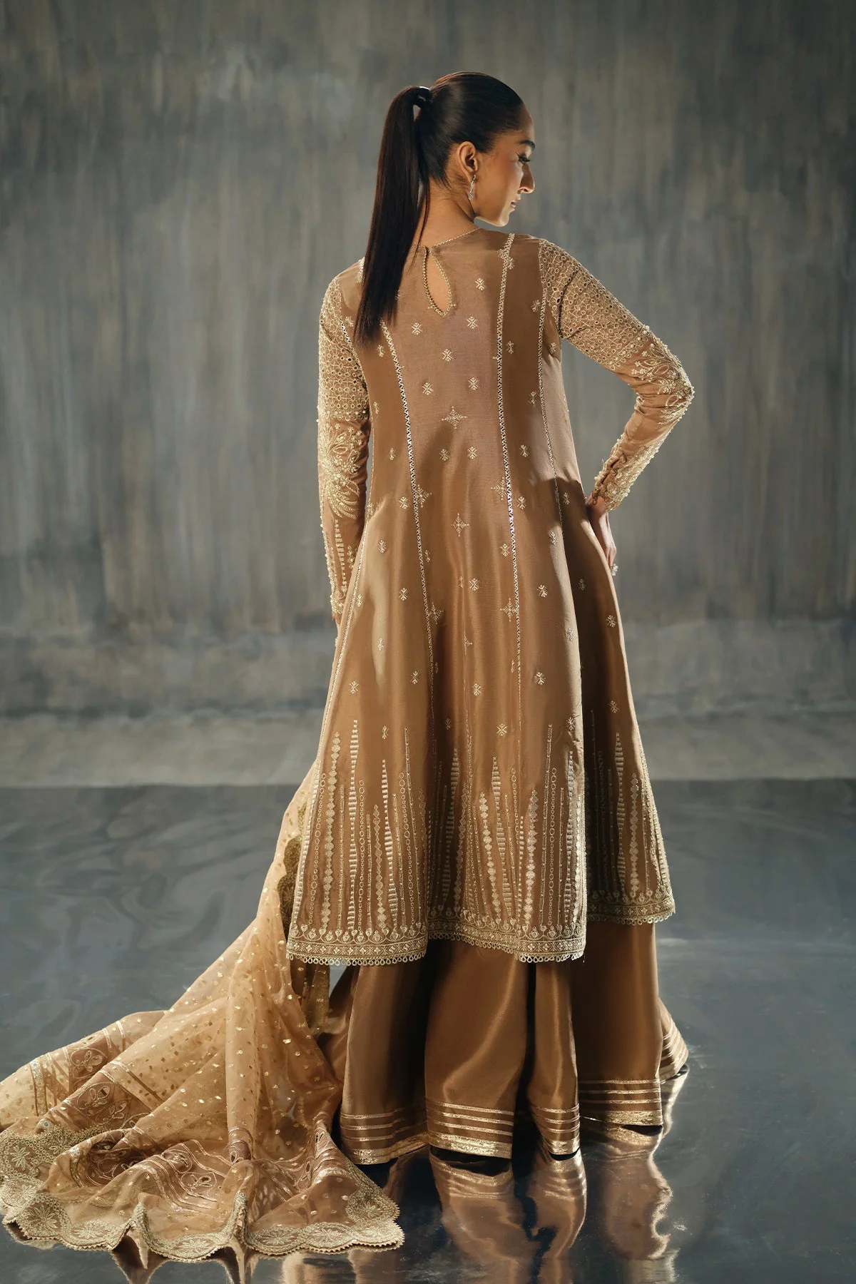 Silk Pret A Porter By Nyra Unstitched 3 Piece Festive Suit-Coco - Image 2