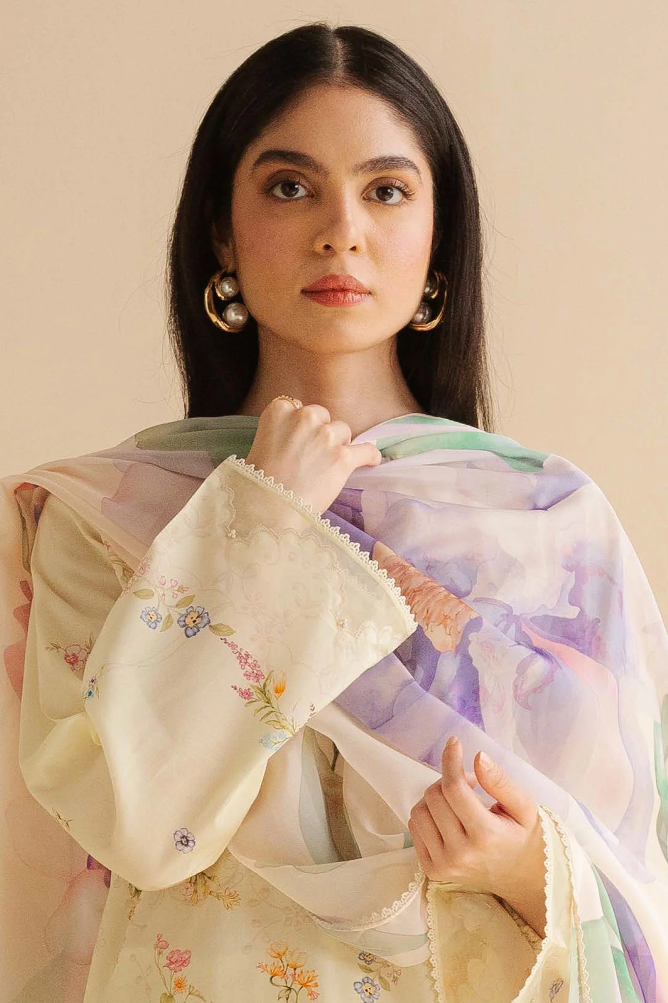 CoCo Prints By Zara Shah Jahan Unstitched 3 Piece Lawn Drop Two Suit-03-B-Aria - Image 3