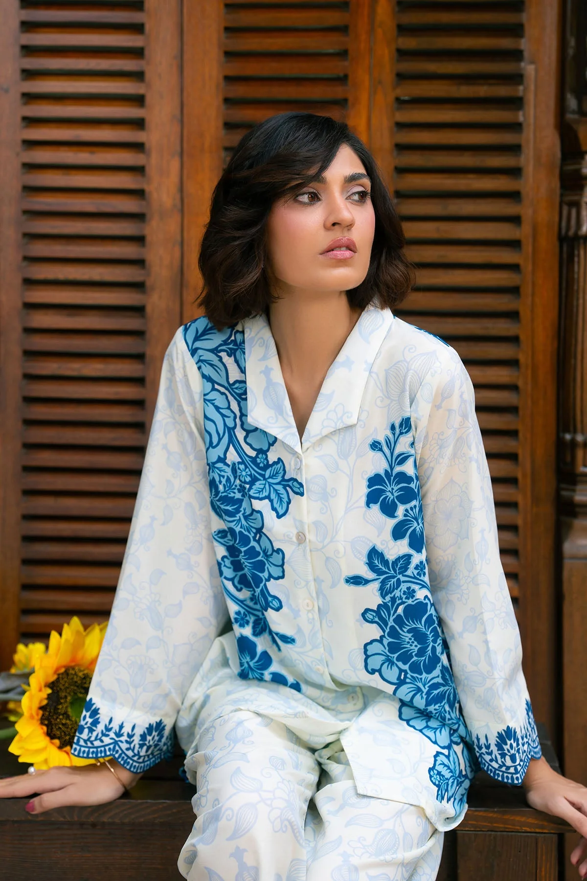 Nairah Stitched Co Ords Summer Suit-Cool Water - Image 4