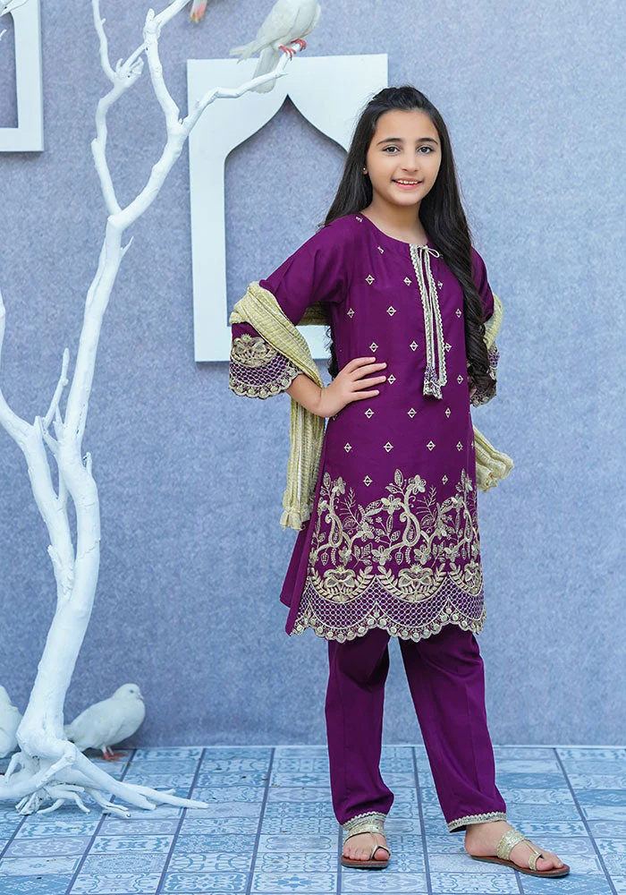 Ochre Clothing Cotton Embroidered 3 Pc Suit - Image 4