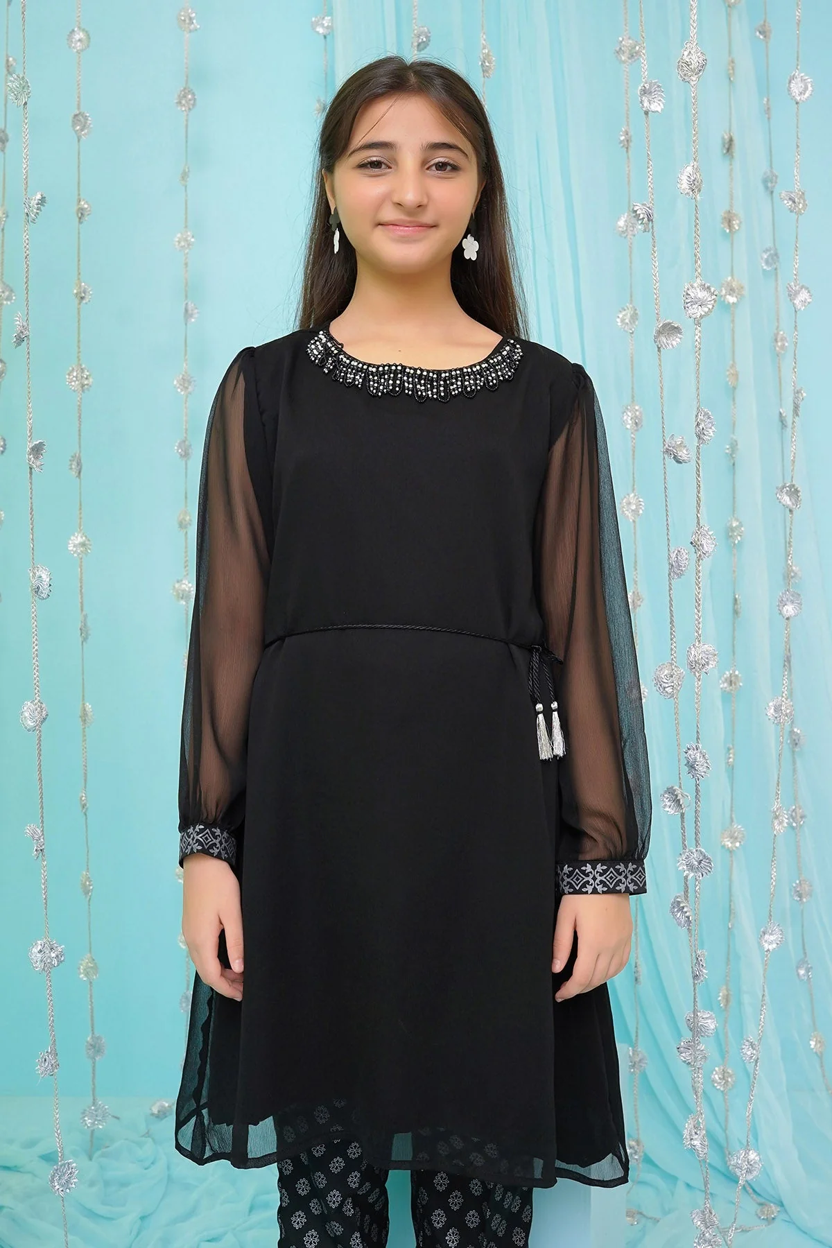 Ochre Clothing Chiffon Hand Adda Work 2 Pc Suit - Image 2