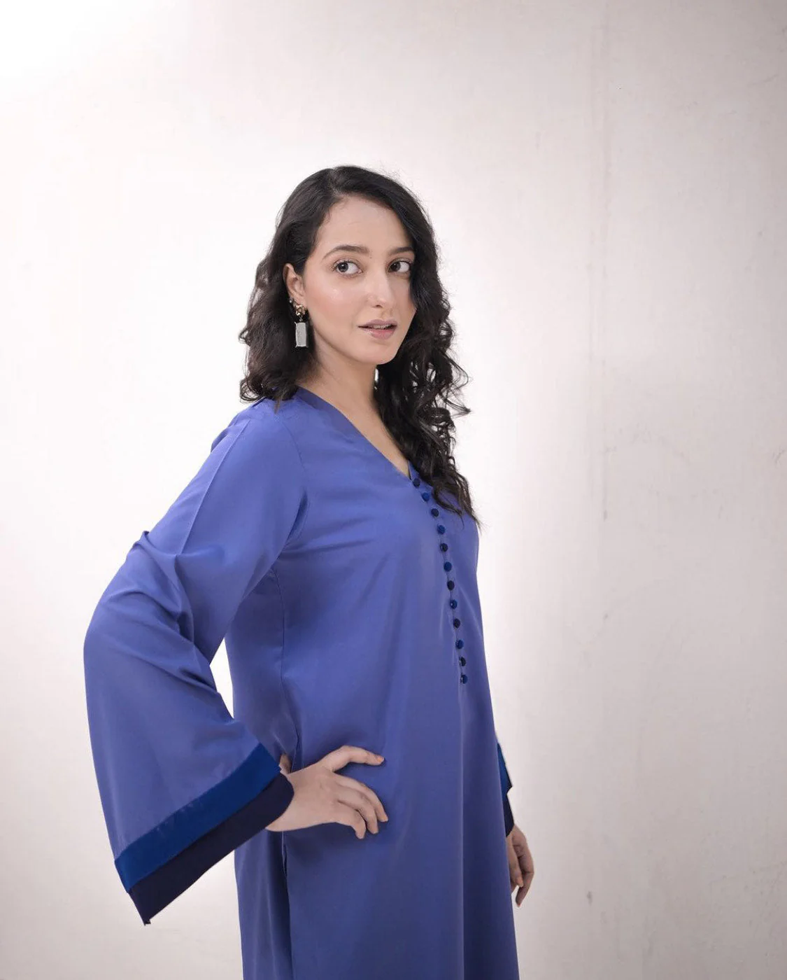 Zauk Stitched 2 Piece Collection-Cornflower Blue Two Piece Dress