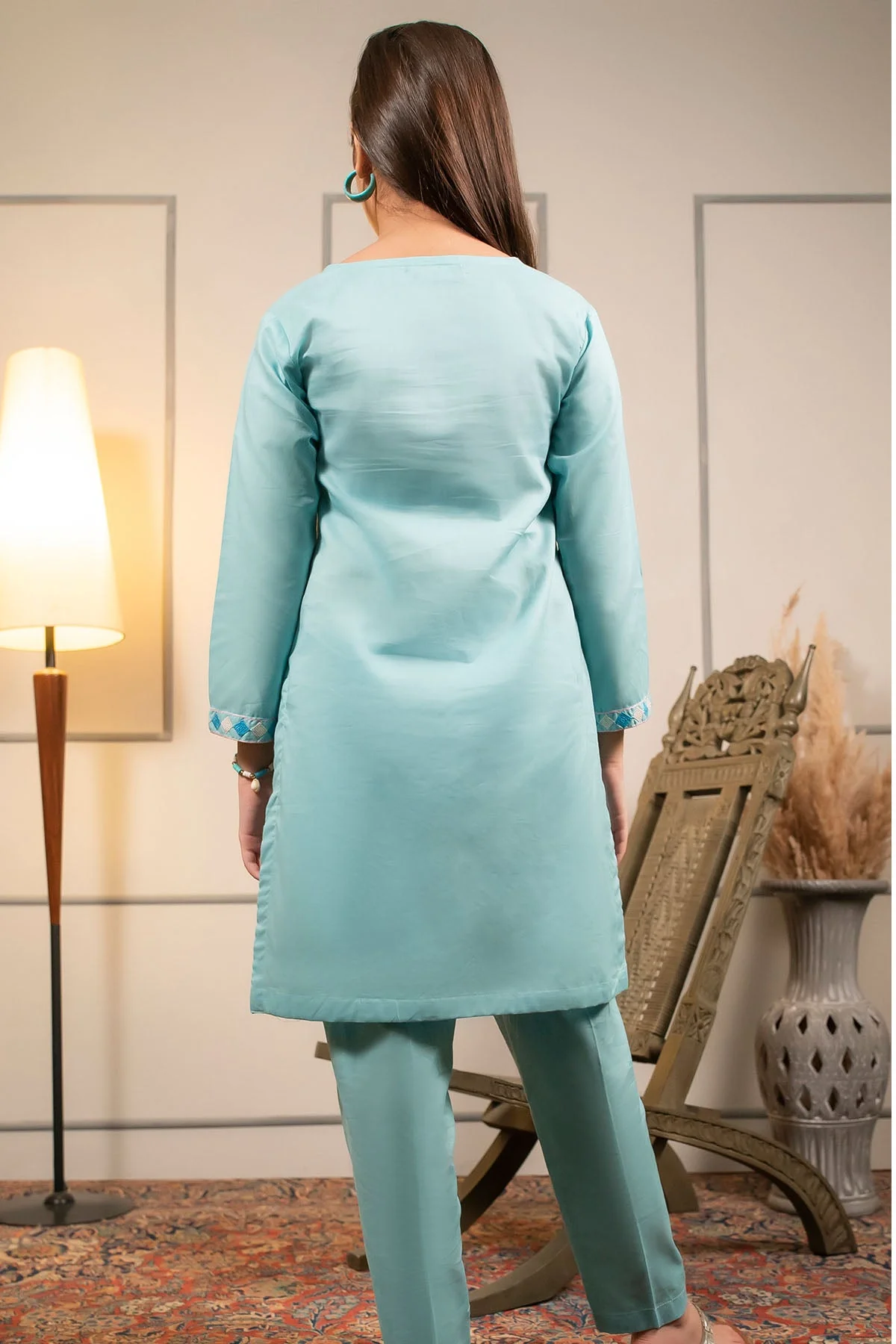 Ochre Clothing Cotton Embroidered 2 Pc Suit - Image 5