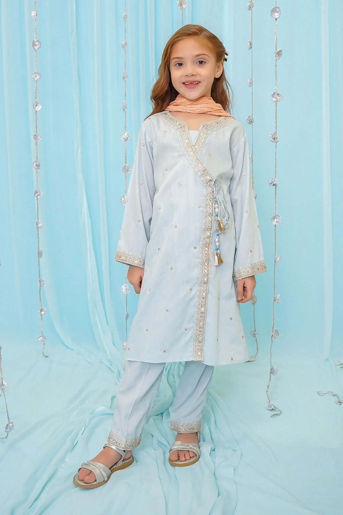 Ochre Clothing Cotton Embroidered 3 Pc Suit