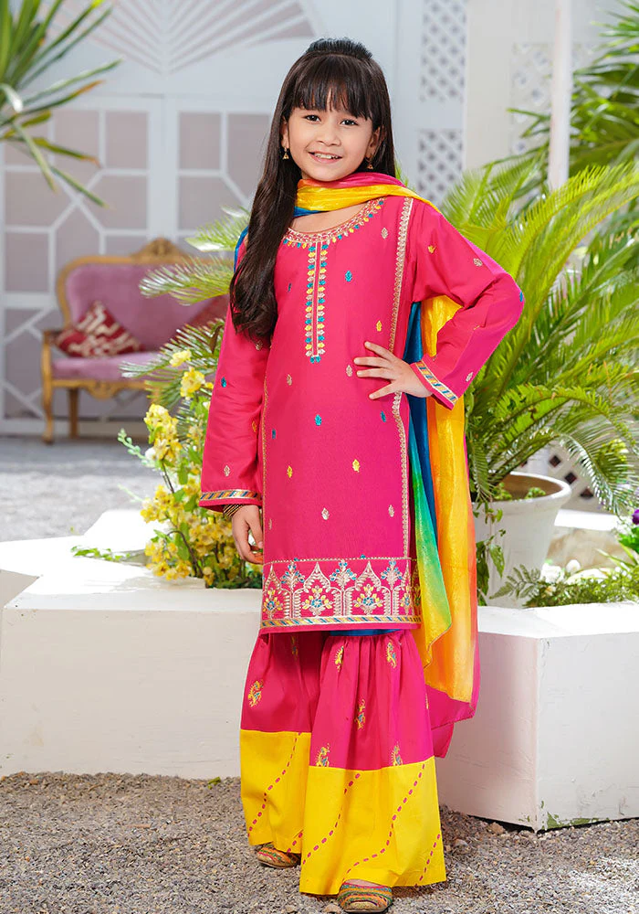 Ochre Clothing Cotton Embroidered 3 Pc Suit