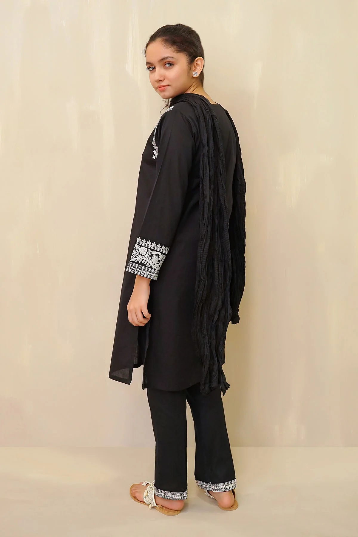 Ochre Clothing Cotton Embroidered 3 Pc Suit - Image 5