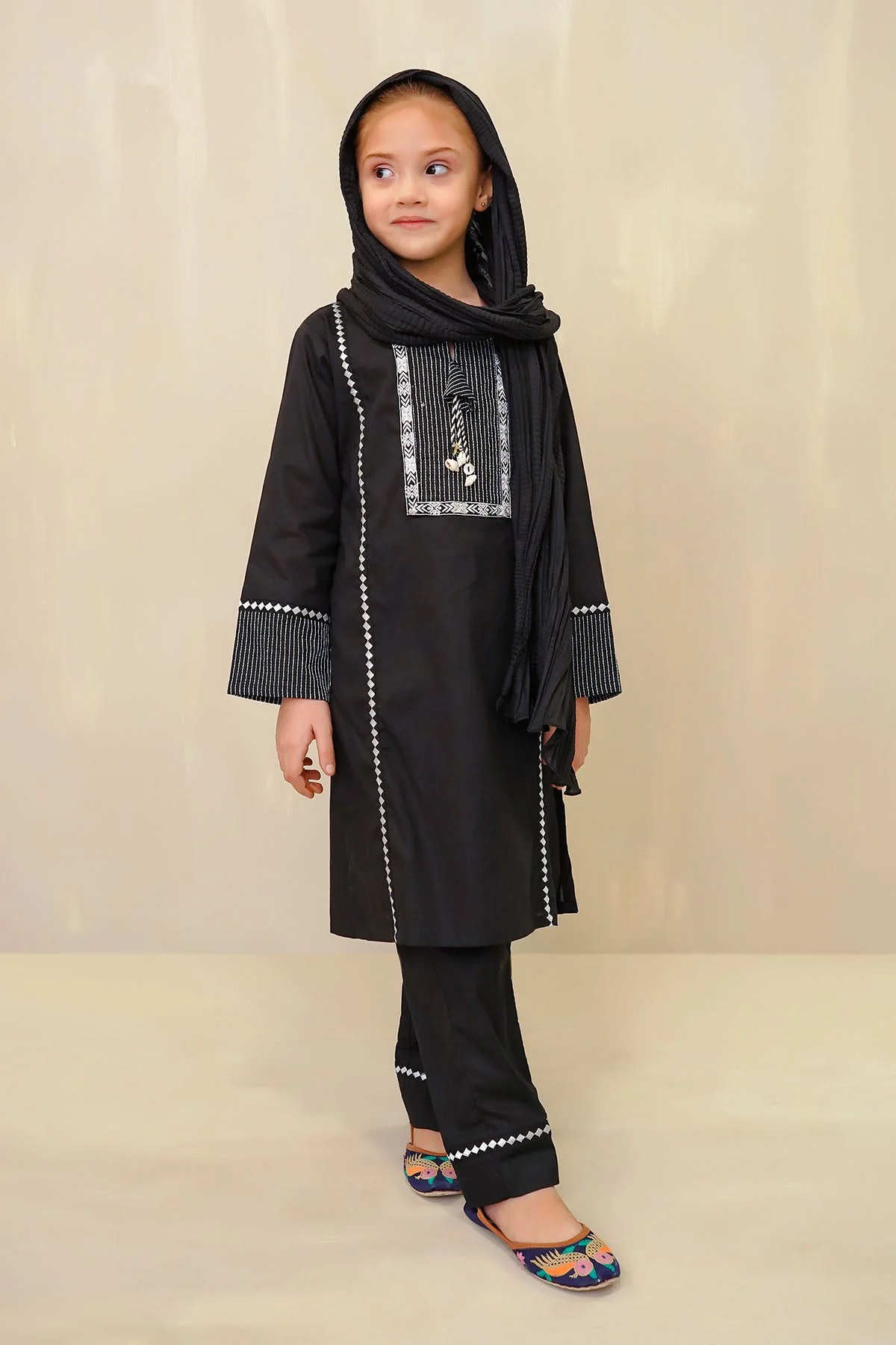 Ochre Clothing Cotton Embroidered 3 Pc Suit - Image 2