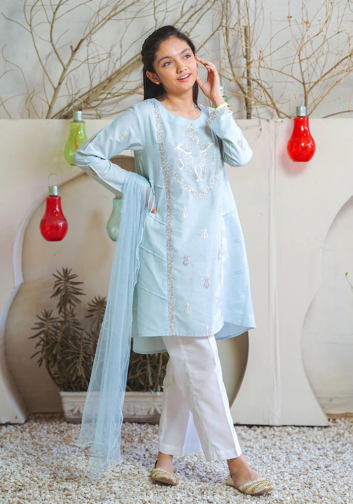 Ochre Clothing Cotton Embroidered 3 Pc Suit - Image 2