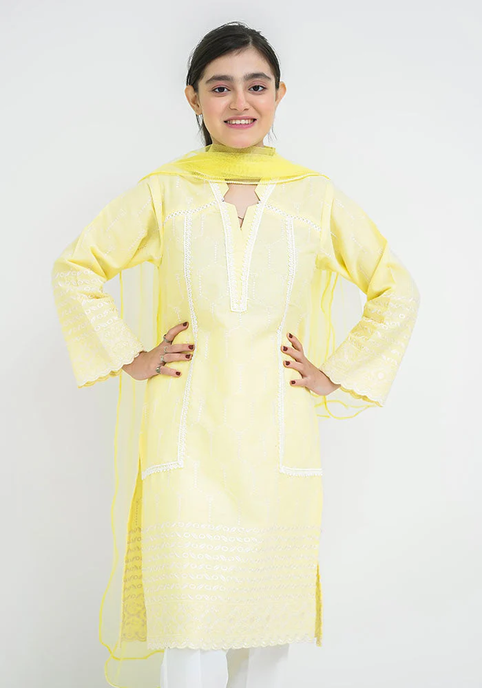 Ochre Clothing Cotton Embroidered 3 Pc Suit - Image 6