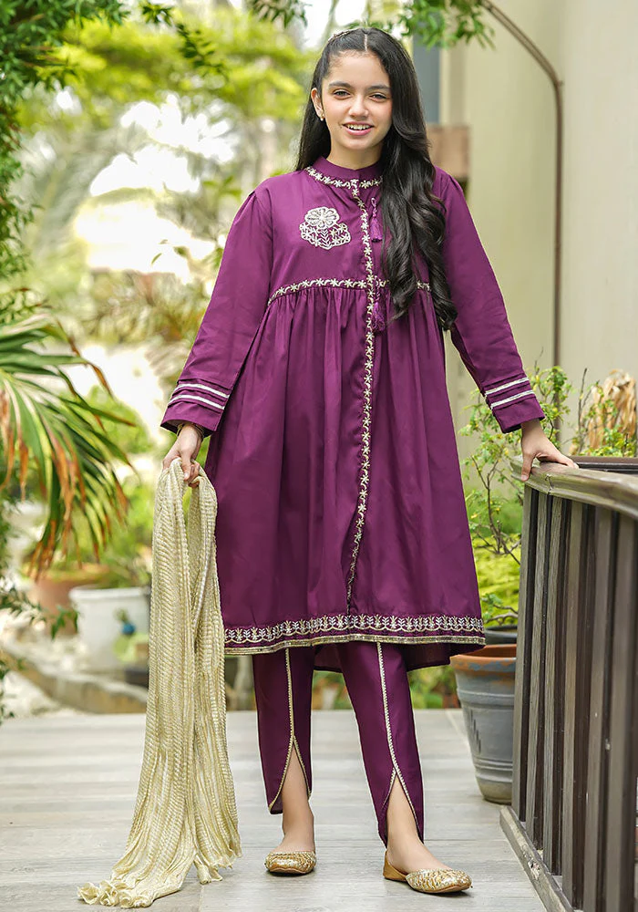 Ochre Clothing Cotton Embroidered 3 Pc Suit