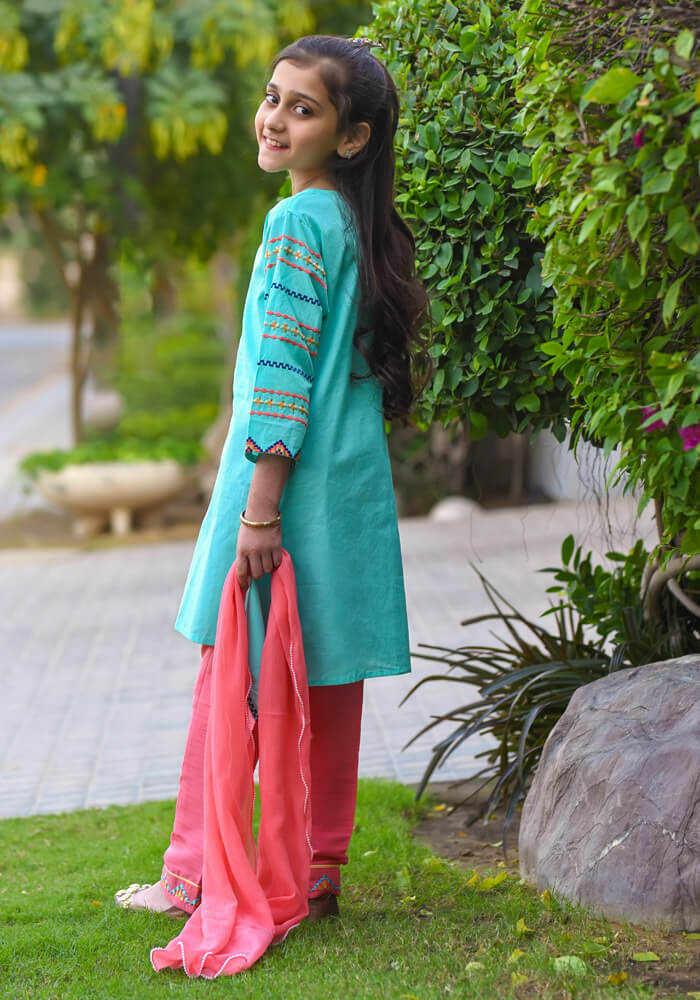 Ochre Clothing Cotton Embroidered 3 Pc Suit - Image 3
