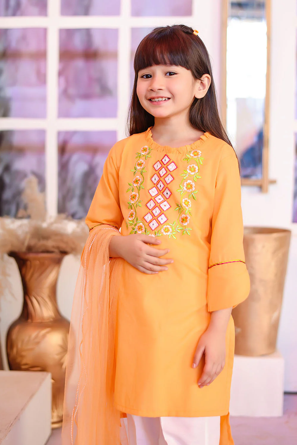 Ochre Clothing Cotton Embroidered 3 Pc Suit - Image 3