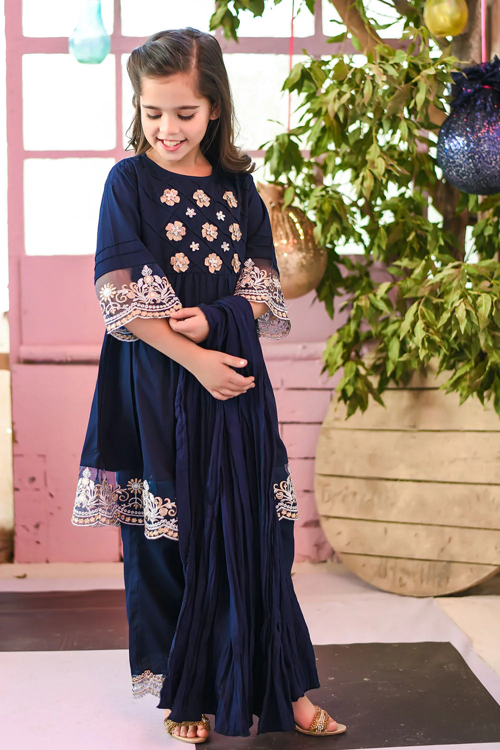 Ochre Clothing Cotton Embroidered 3 Pc Suit - Image 2