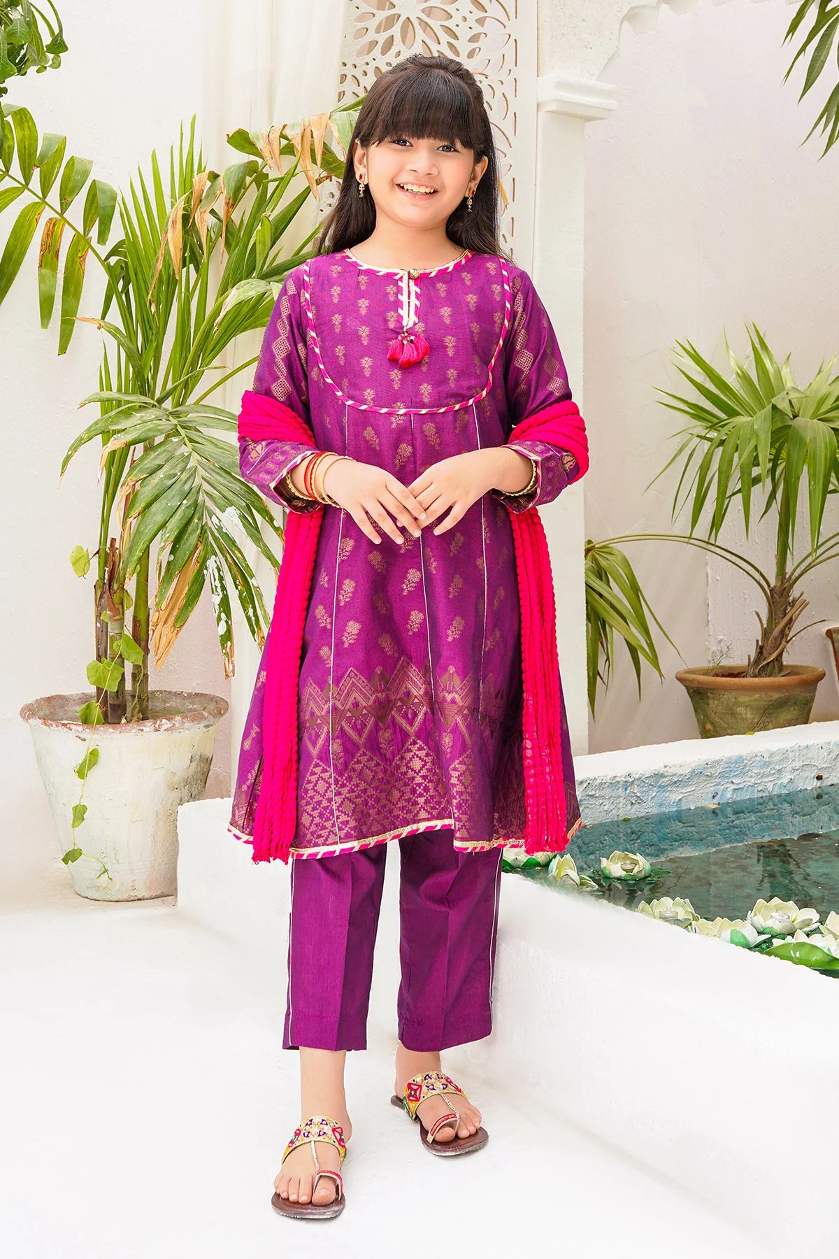 Ochre Clothing Cotton Jacquard 3 Pc Suit