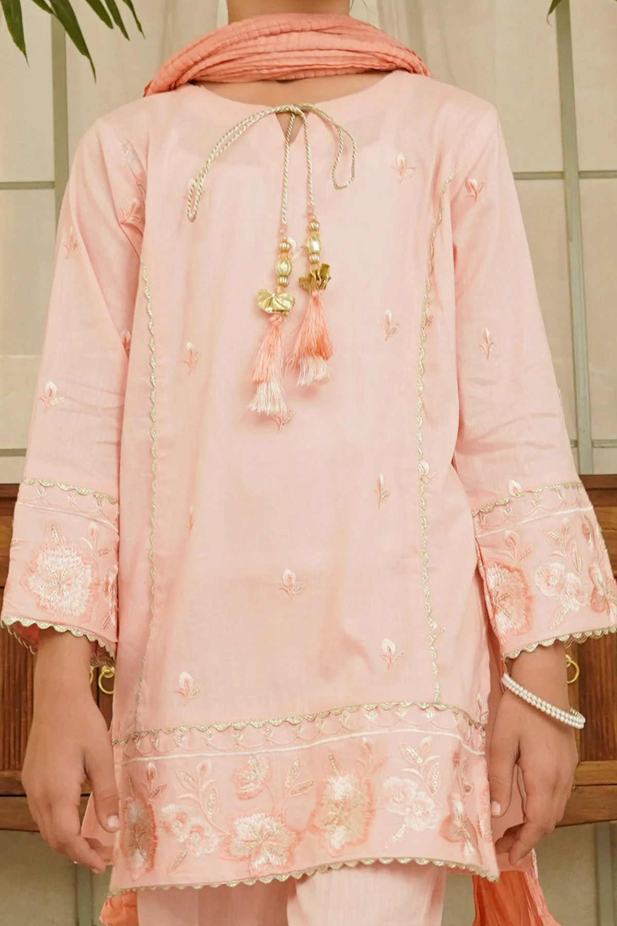 Ochre Clothing Cotton Embroidered 3 Pc Suit - Image 2