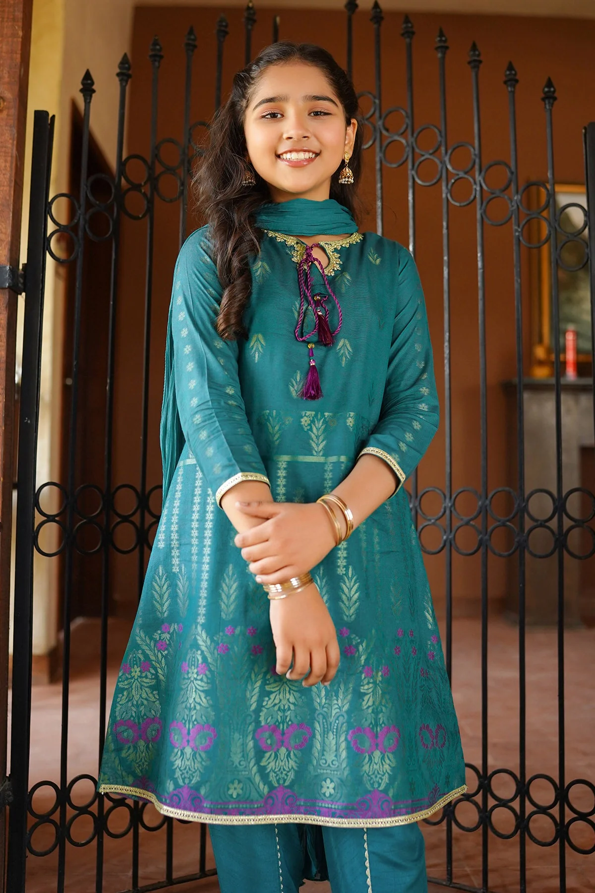 Ochre Clothing Cotton Jacquard 3 Pc Suit - Image 5