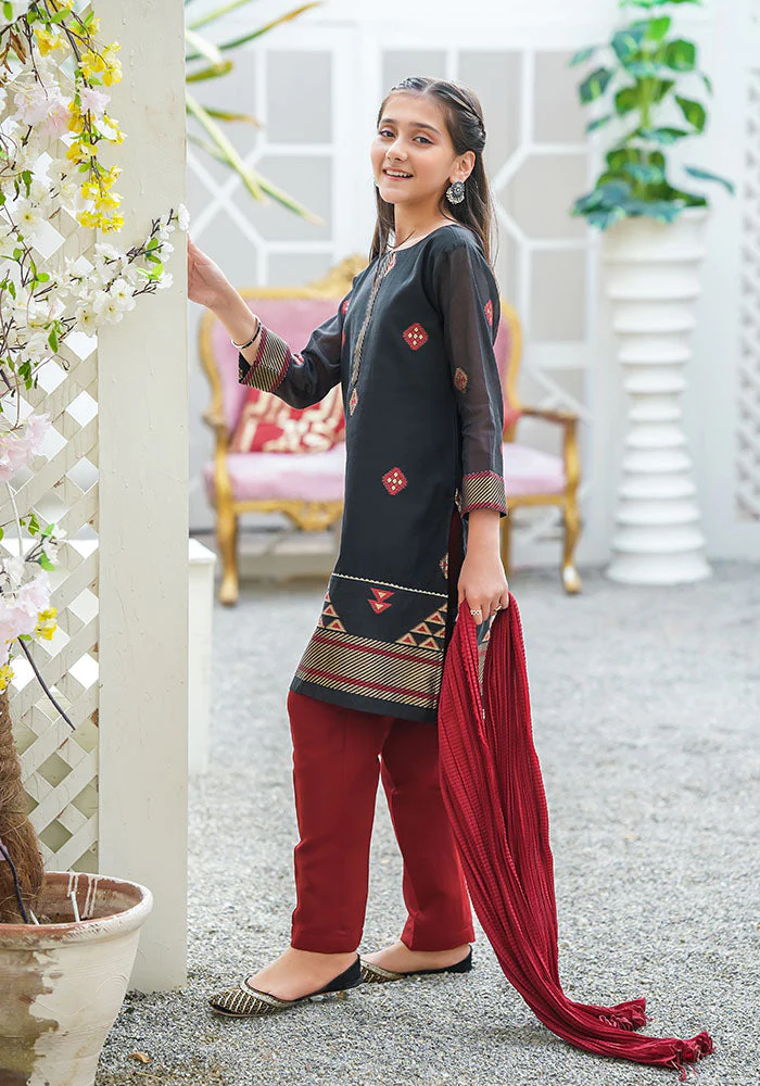 Ochre Clothing Cotton Jacquard 3 Pc Suit - Image 2