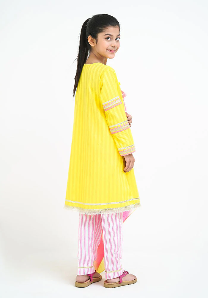 Ochre Clothing Cotton Jacquard Embroidered 3 Pc Suit - Image 7