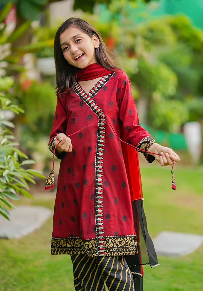 Ochre Clothing Cotton Jacquard Embroidered 3 Pc Suit - Image 6