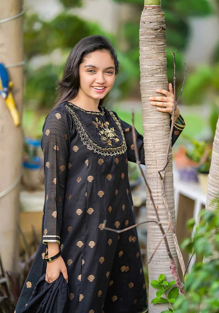 Ochre Clothing Cotton Jacquard Hand Work 3 Pc Suit - Image 6
