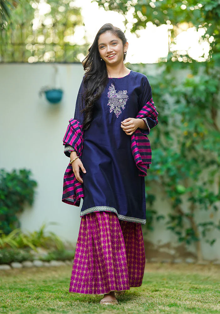 Ochre Clothing Cotton Net Hand Work 3 Pc Suit - Image 4