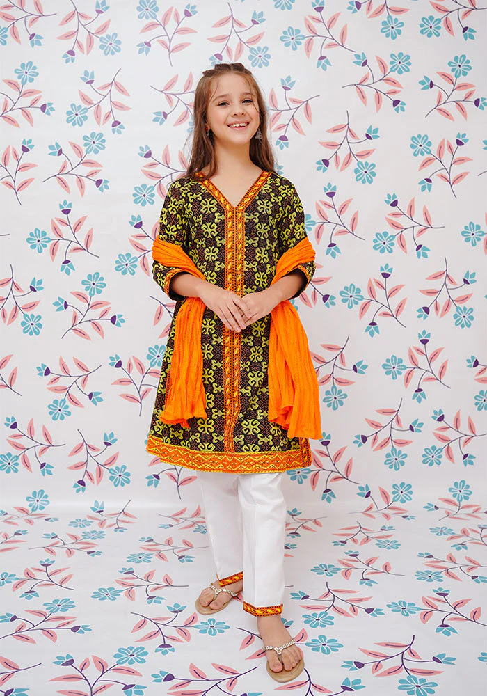 Ochre Clothing Cotton Printed 3 Pc Suit - Image 2