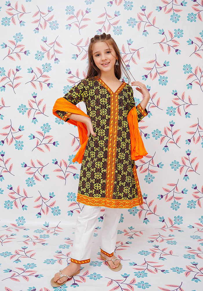 Ochre Clothing Cotton Printed 3 Pc Suit - Image 3