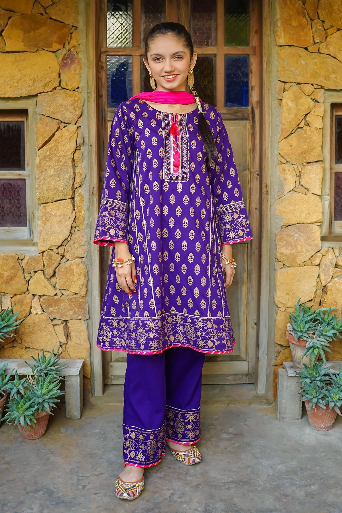 Ochre Clothing Cotton Printed 3 Pc Suit