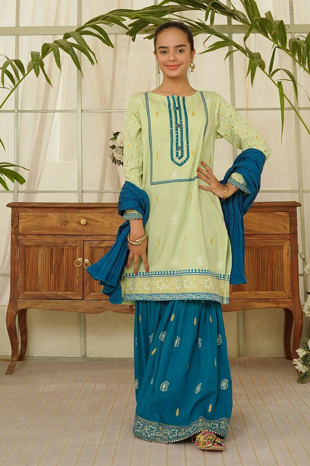 Ochre Clothing Cotton Printed 3 Pc Suit