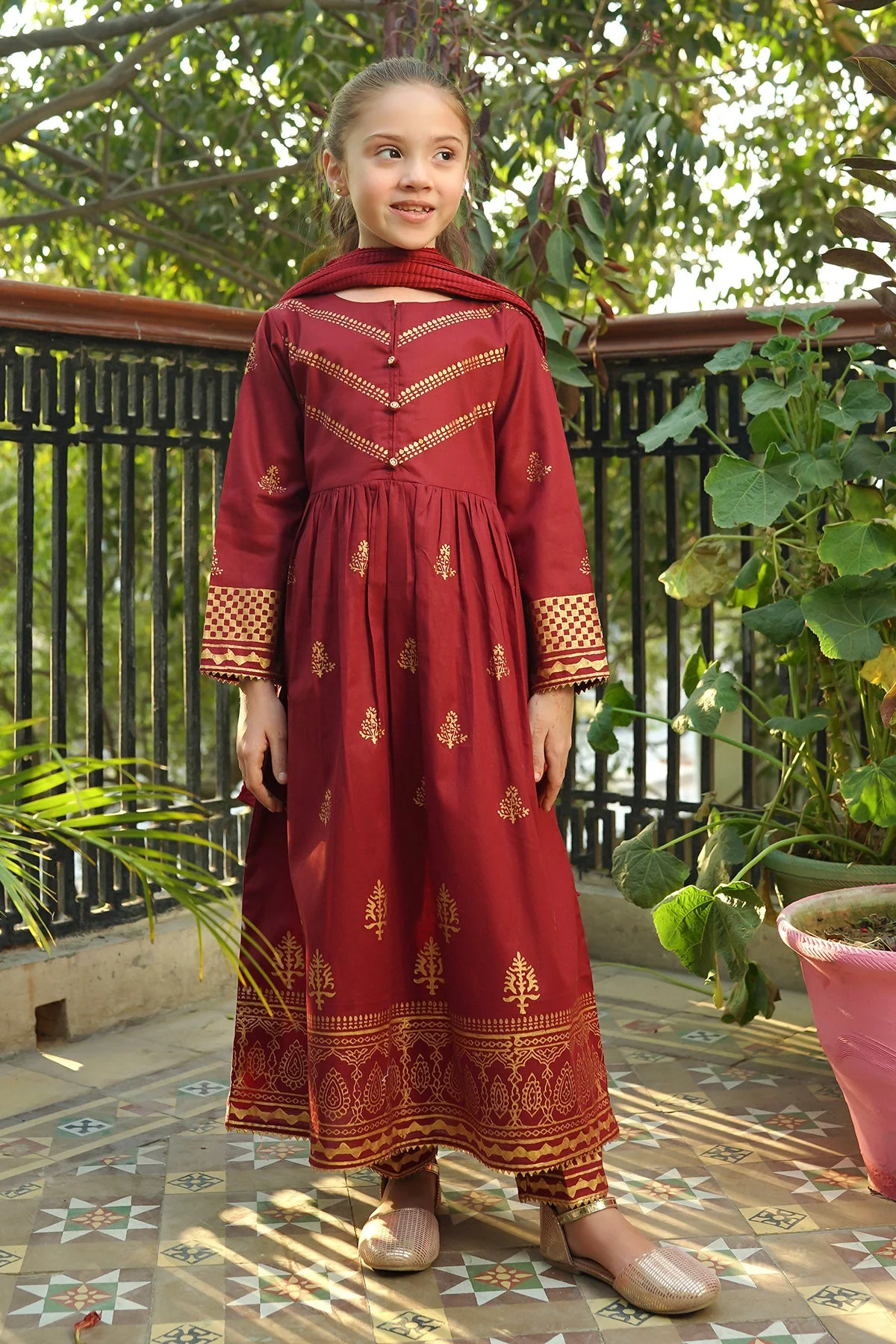 Ochre Clothing Cotton Printed 3 Pc Suit