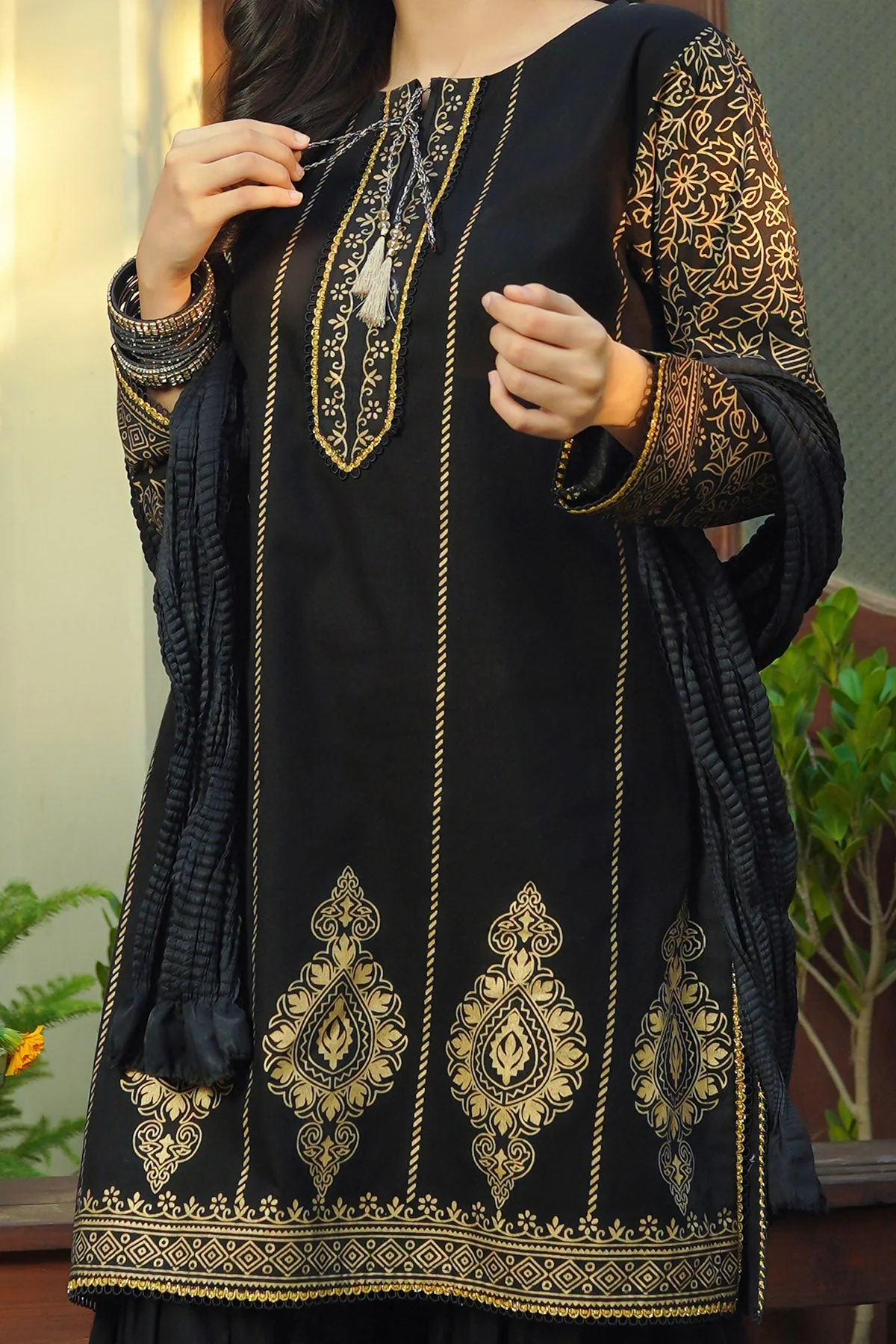 Ochre Clothing Cotton Printed 3 Pc Suit - Image 2