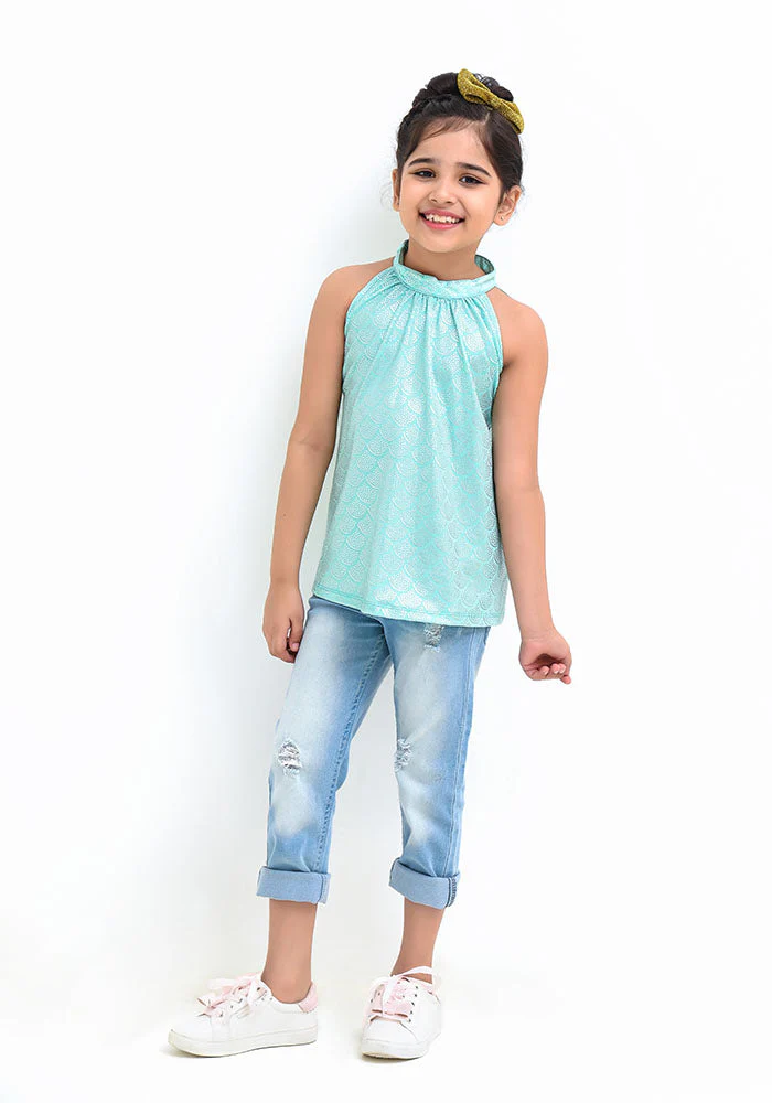 Ochre Clothing Cotton Stretch Printed Jersey Top - Image 2