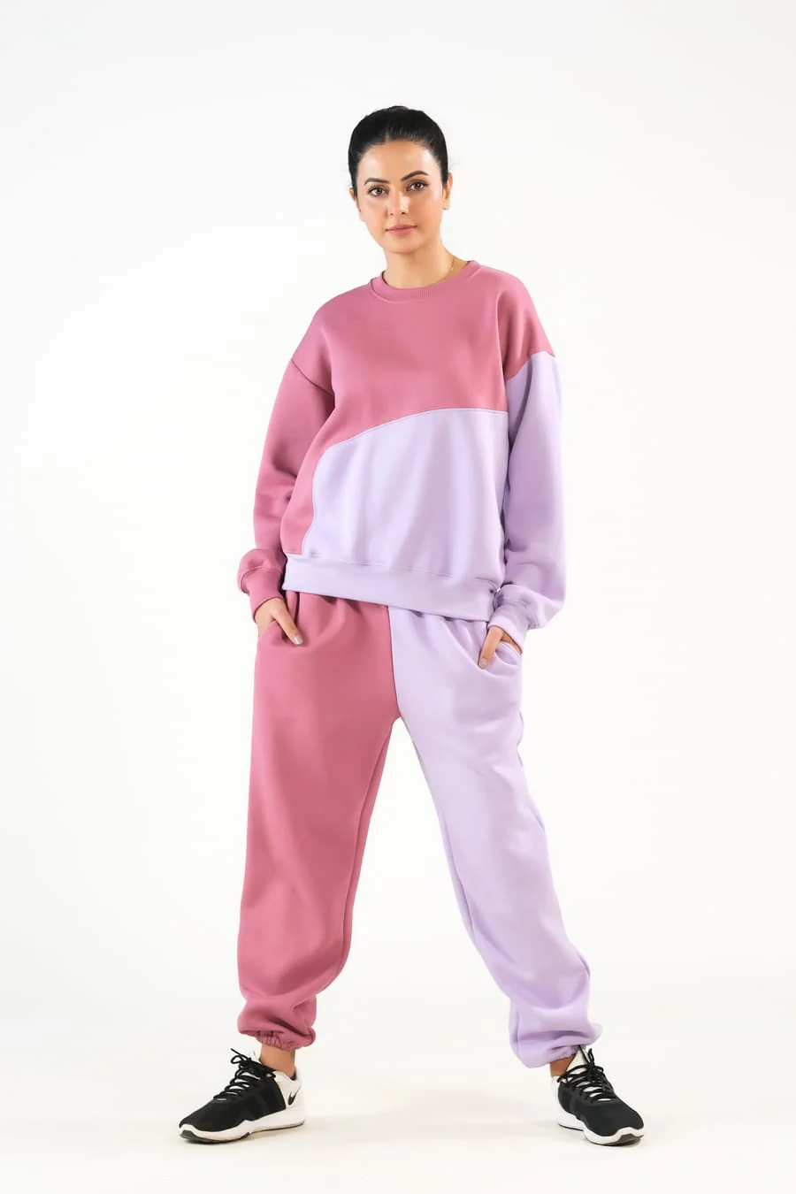 Sprinkles Stitched 2 Piece Winter Co Ord Sets Women Suit-Cozy Lilac/Tea Pink - 2pcs?Co-Ord?Set
