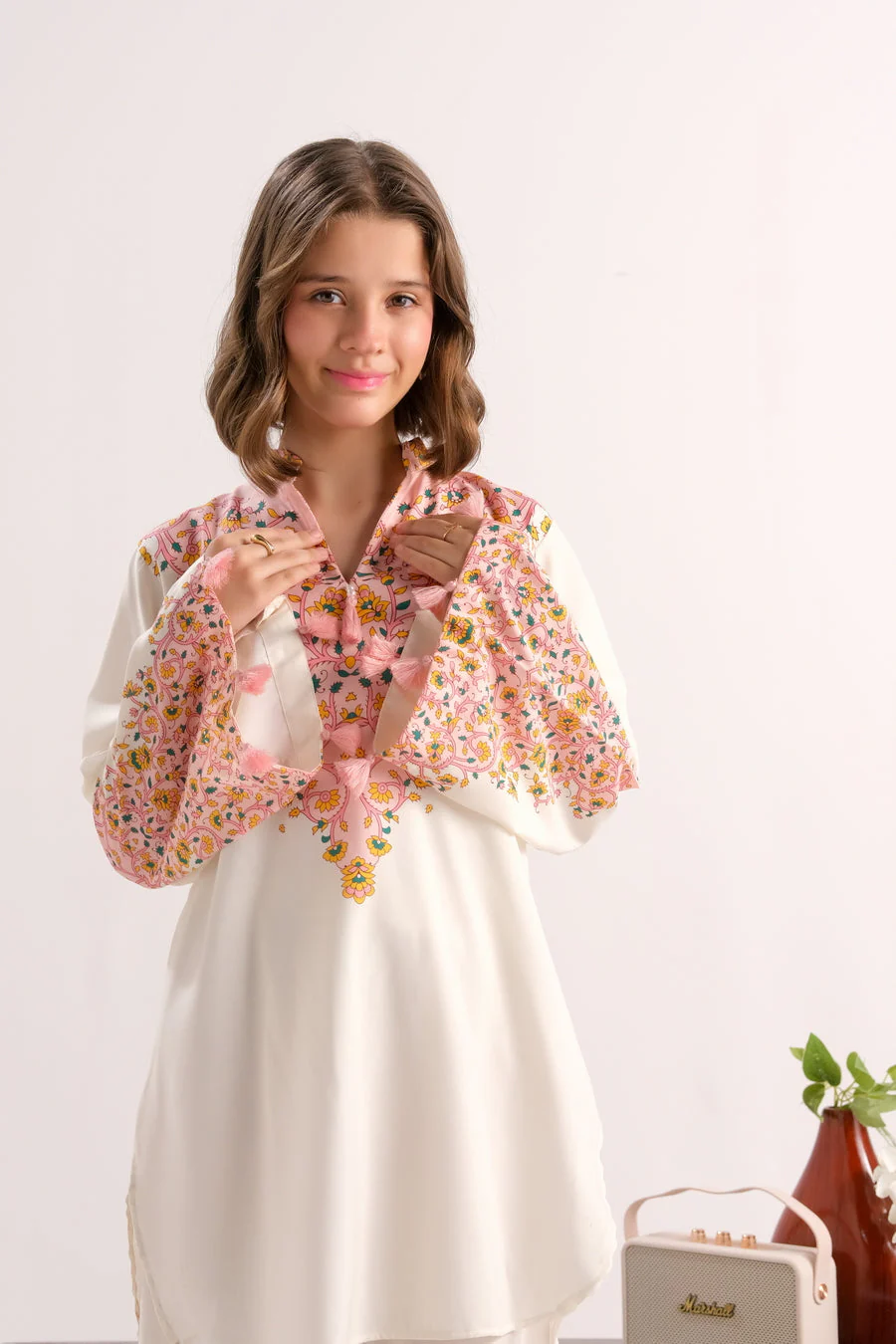 Sprinkles Stitched 2 Piece Summer Co Ord Sets Kids Suit-Cream Blossom Glow - 2pcs - Image 4
