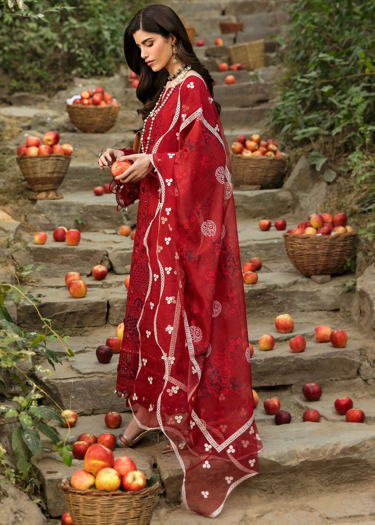 Floral Forest By Sardinia Unstitched 3 Piece Lawn Collection-Crimson Bloom - Image 7