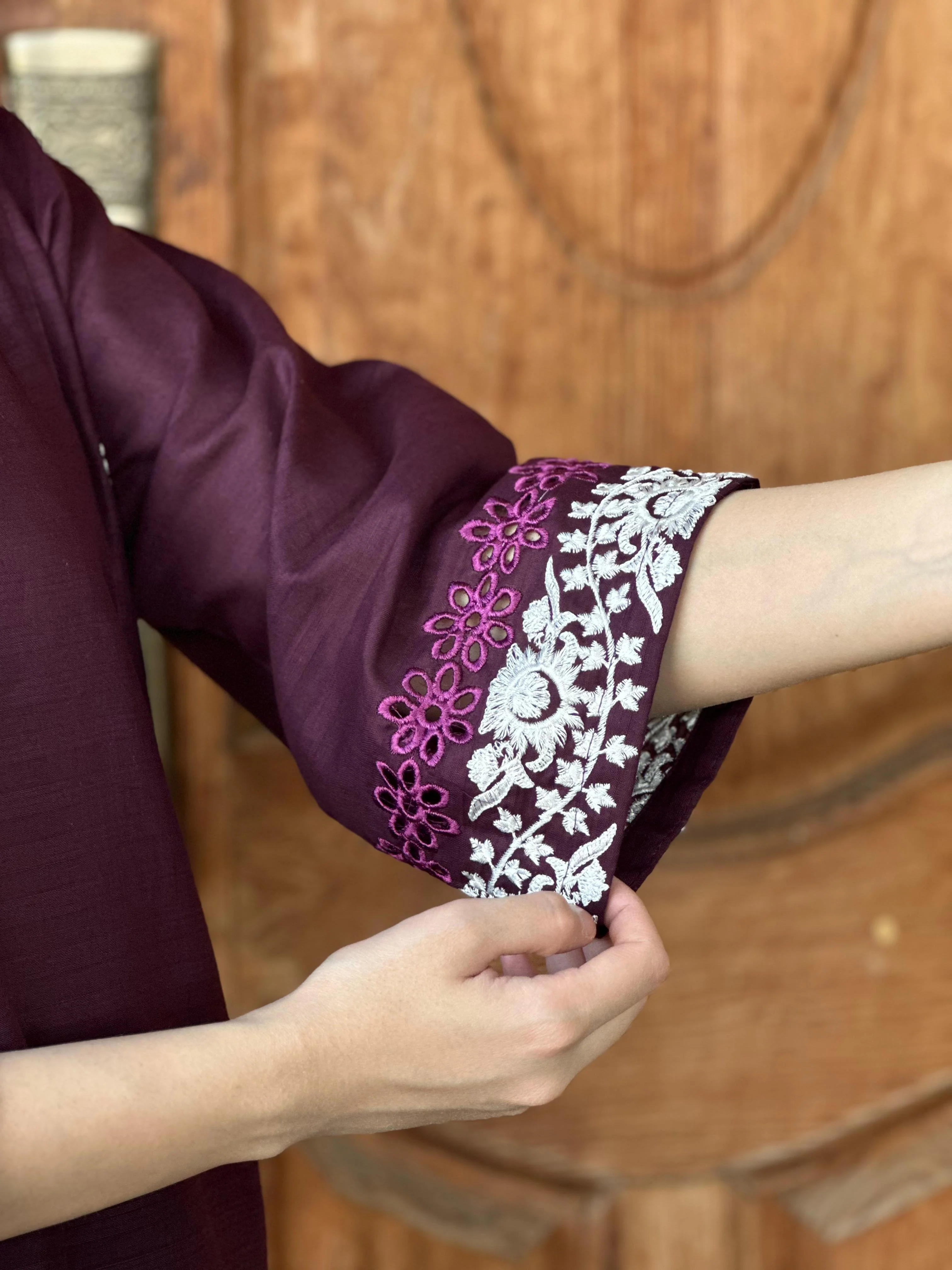 Zaib E Hoor Cutwork Stitched 2p Suit - Image 12