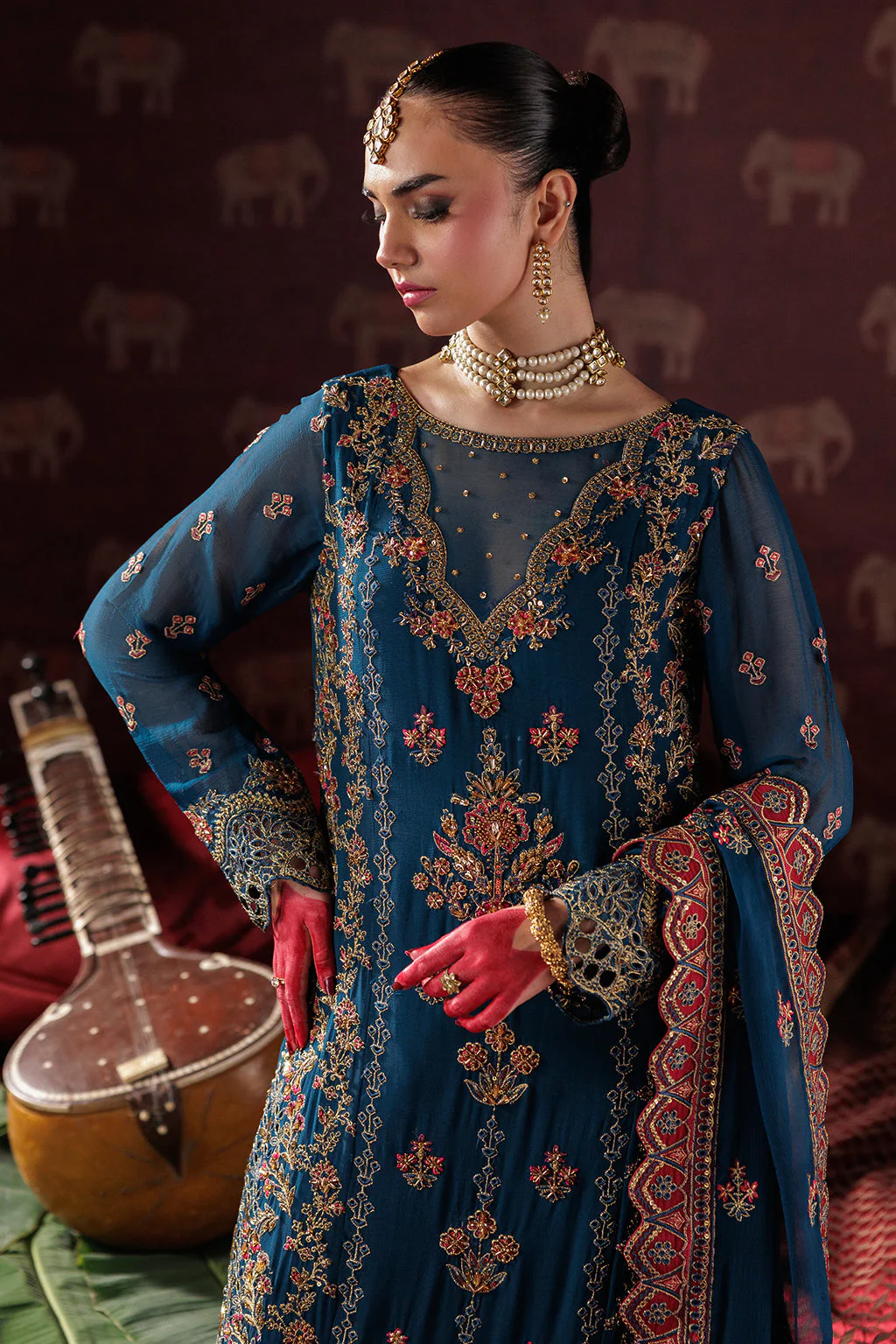 Panache By Meeral Official Unstitched 3 Piece Luxury Chiffon Formals Suit-D-04 - Image 6