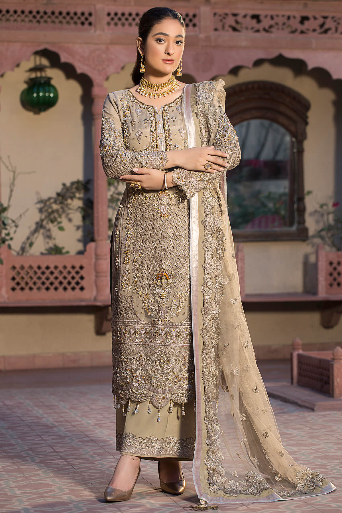 Imrozia Serene Stitched 3 Piece Bridal Formals Suit-D-073 Amber
