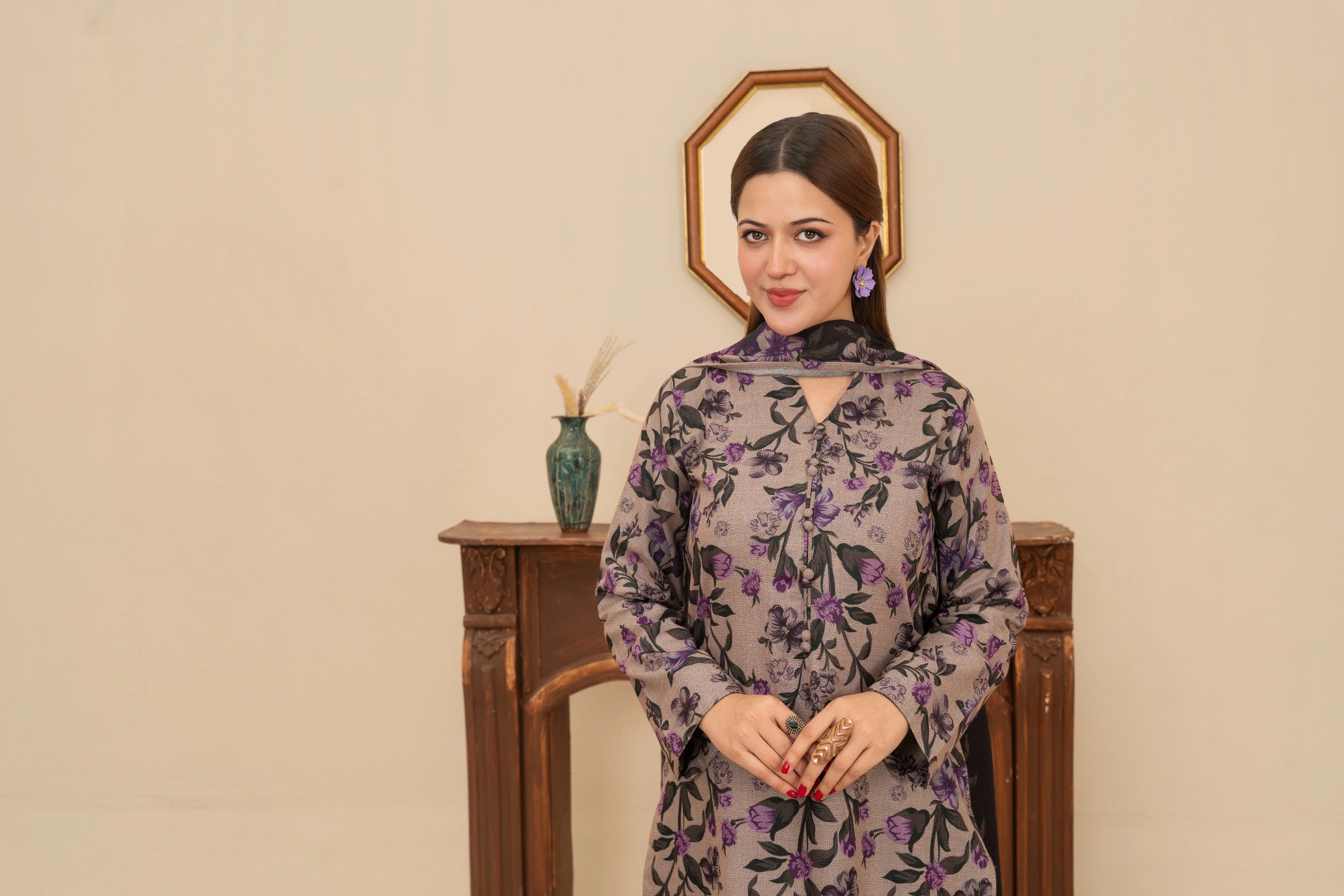 Feathers Unstitched Winter Arrivals Suit-LATTE-FT641 - Image 5
