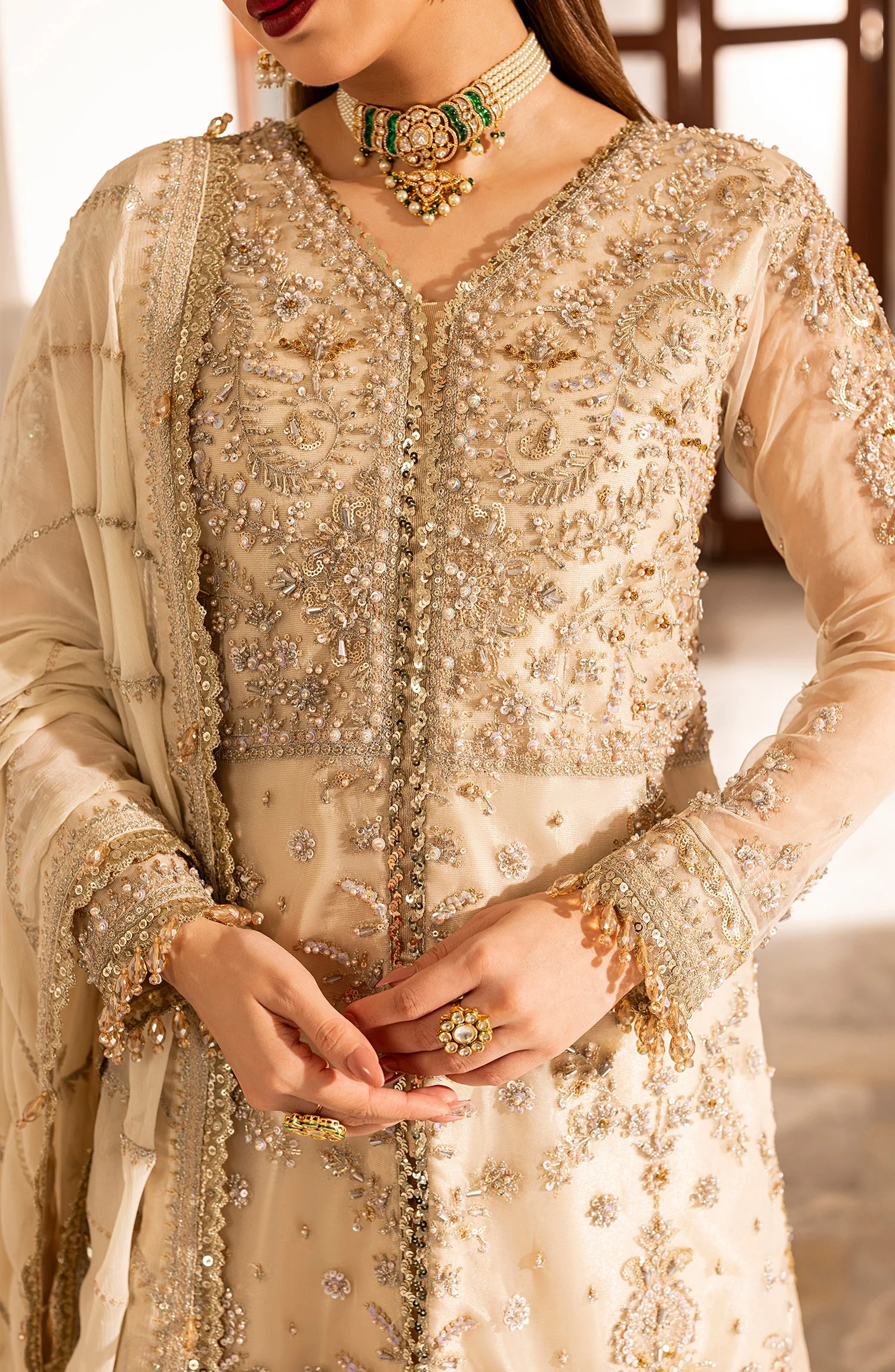 Aylin Unstitched 3 Piece Wedding Edit Suit-Daisy Formal Dress - Image 5